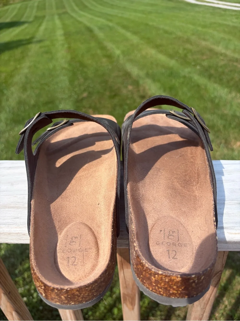 GEORGE MENS  STRAP SANDALS Cork Outsole Brown Sz 12 Beach Resortwear Vacation
